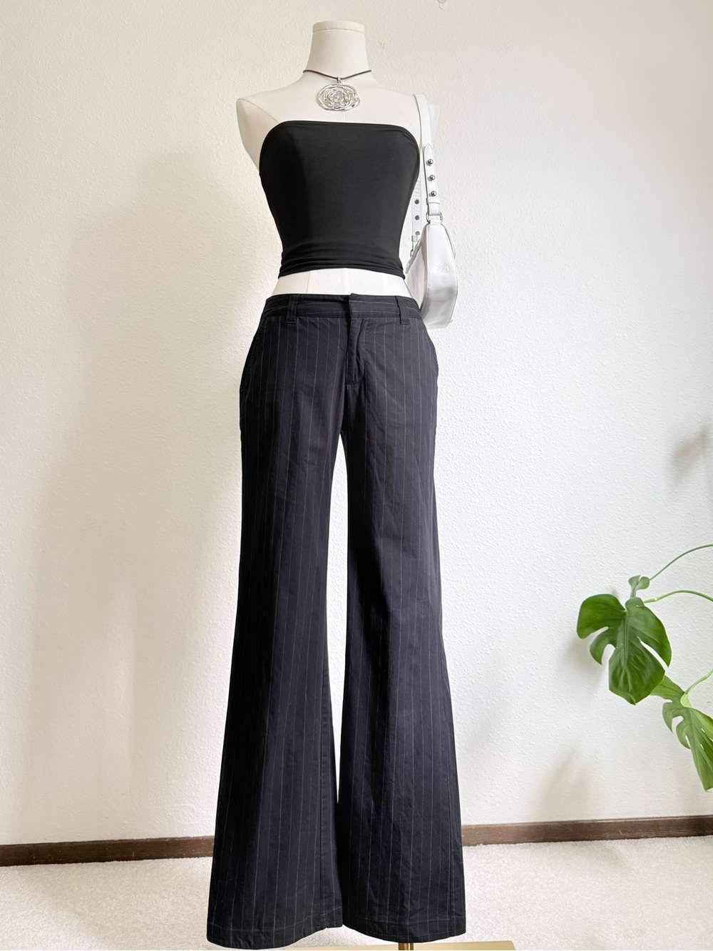 Vintage Old Navy Low Rise Flare Pants Pinstripe Y2K Grunge Minimalist